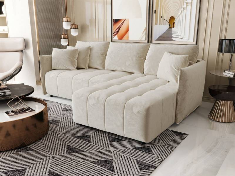 Fun Möbel Ecksofa Schlafsofa Sofa TREVISO in Stoff Monolith, Ottomane Links oder Rechts, Bettkasten, Rundumbezug von Fun Möbel
