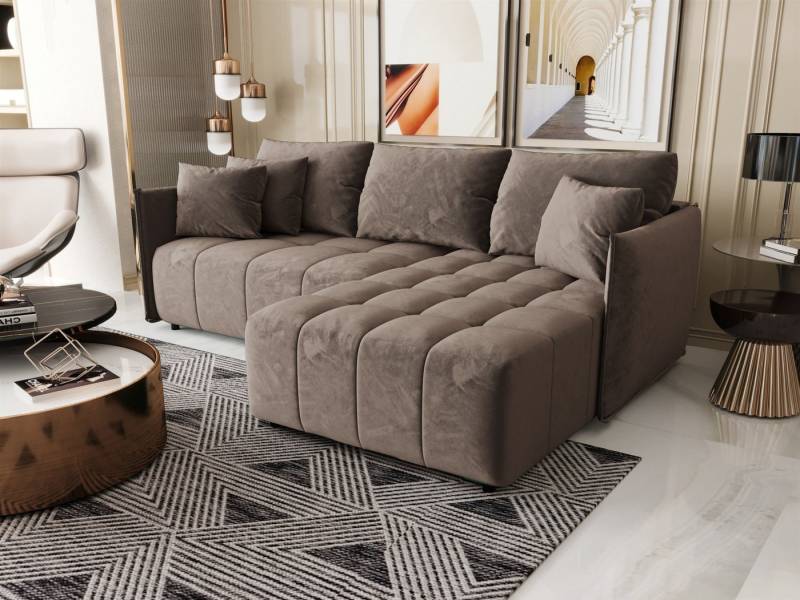 Fun Möbel Ecksofa Schlafsofa Sofa TREVISO in Stoff Monolith, Ottomane Links oder Rechts, Bettkasten, Rundumbezug von Fun Möbel