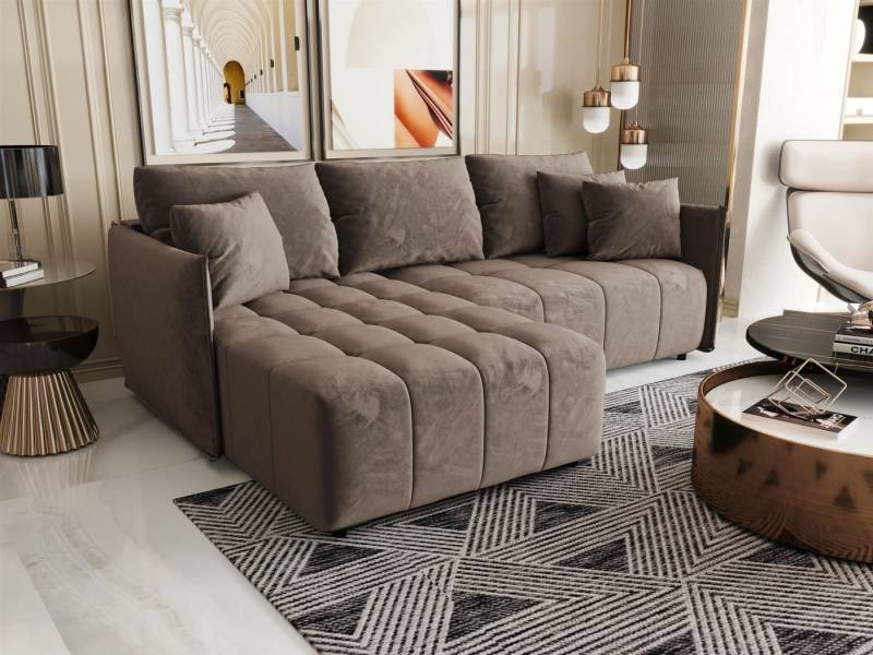 Fun Möbel Ecksofa Schlafsofa Sofa TREVISO in Stoff Monolith, Ottomane Links oder Rechts, Bettkasten, Rundumbezug von Fun Möbel
