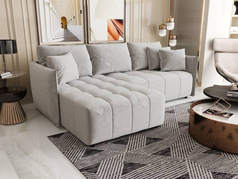 Fun Möbel Ecksofa Schlafsofa Sofa TREVISO in Stoff Monolith, Ottomane Links oder Rechts, Bettkasten, Rundumbezug von Fun Möbel