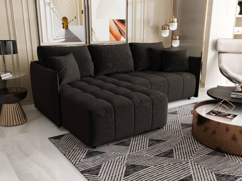 Fun Möbel Ecksofa Schlafsofa Sofa TREVISO in Stoff Monolith, Ottomane Links oder Rechts, Bettkasten, Rundumbezug von Fun Möbel