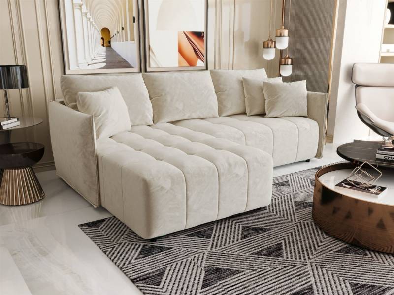 Fun Möbel Ecksofa Schlafsofa Sofa TREVISO in Stoff Monolith, Ottomane Links oder Rechts, Bettkasten, Rundumbezug von Fun Möbel