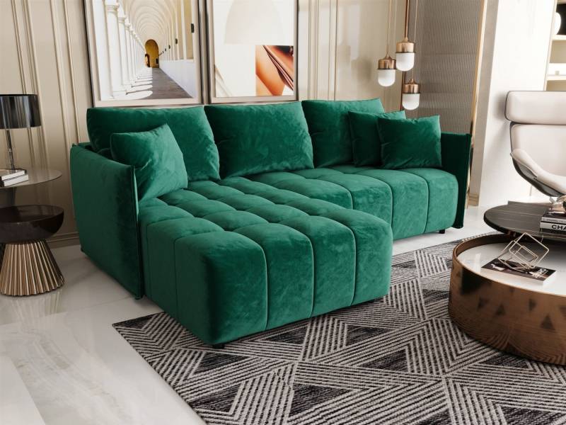 Fun Möbel Ecksofa Schlafsofa Sofa TREVISO in Stoff Monolith, Ottomane Links oder Rechts, Bettkasten, Rundumbezug von Fun Möbel