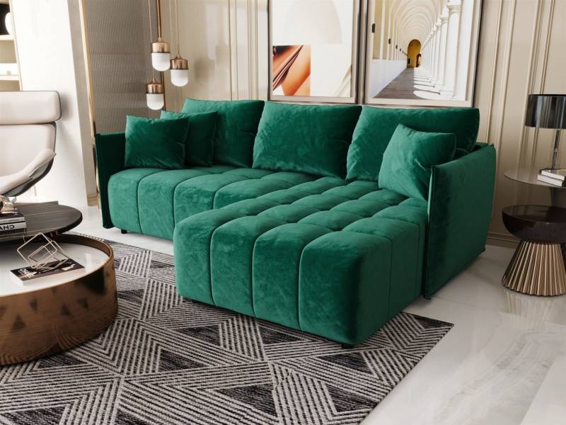 Fun Möbel Ecksofa Schlafsofa Sofa TREVISO in Stoff Monolith, Ottomane Links oder Rechts, Bettkasten, Rundumbezug von Fun Möbel