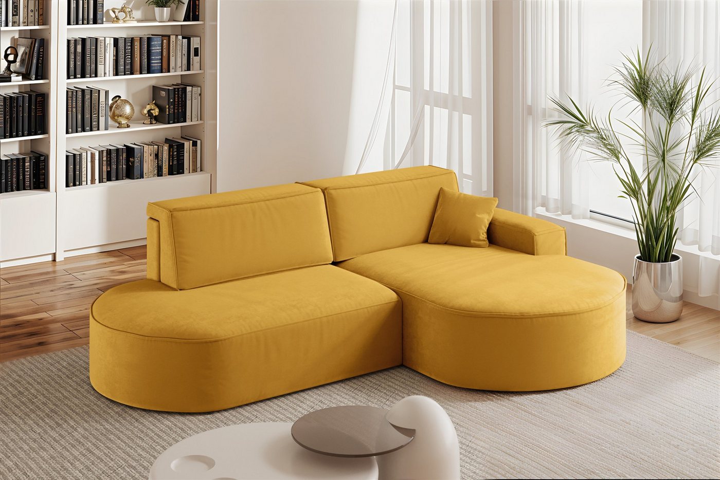 Fun Möbel Ecksofa Schlafsofa Sofa VENEDIG, Ottomane Rechts oder Links, Inkl. Bettkasten und 1 Zierkissen von Fun Möbel