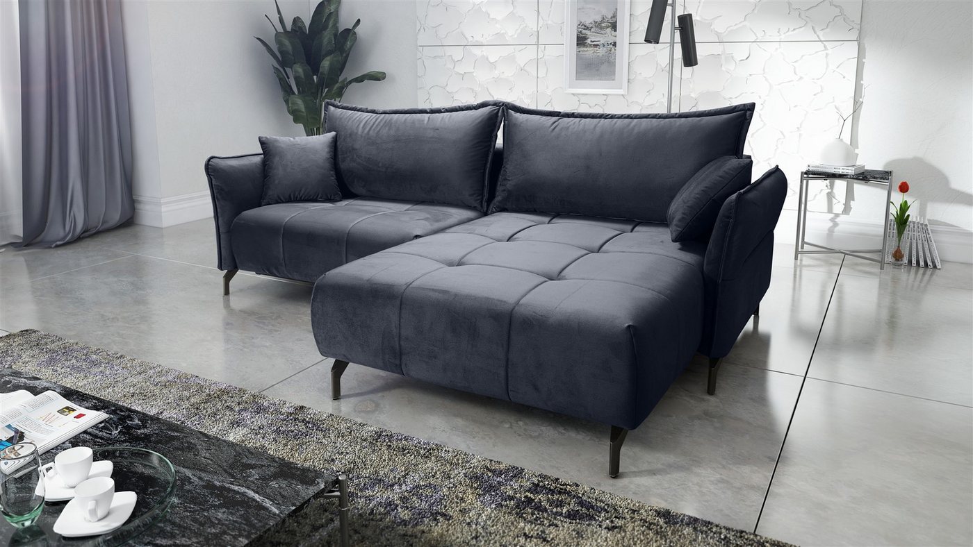 Fun Möbel Ecksofa Schlafsofa Sofa VICTORIA Stoff, inkl. 2 Rücken- und 2 Zierkissen, inkl. Schlaffunktion mit Bettkasten, Rundumbezug von Fun Möbel