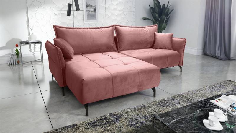 Fun Möbel Ecksofa Schlafsofa Sofa VICTORIA Stoff, inkl. 2 Rücken- und 2 Zierkissen, inkl. Schlaffunktion mit Bettkasten, Rundumbezug von Fun Möbel