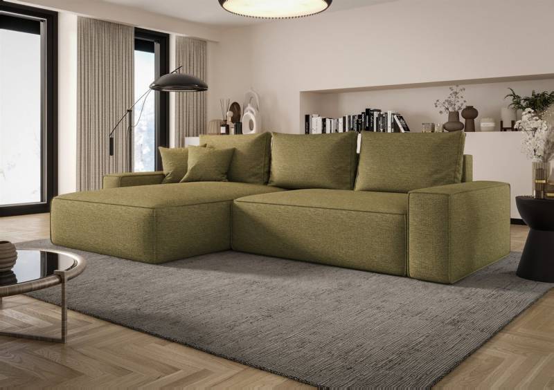 Fun Möbel Ecksofa Schlafsofa WALKEN mit Ottomane in Stoff Aragon, mit Bettkasten, Rundumbezug von Fun Möbel