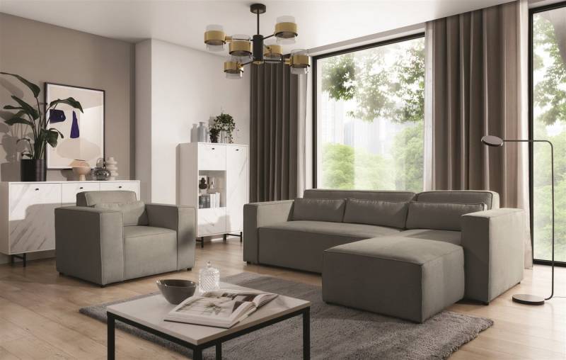 Fun Möbel Ecksofa Schlafsofa inkl. Sessel WALDO, inkl. 5 Rückenkissen von Fun Möbel