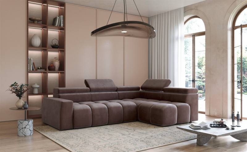Fun Möbel Ecksofa Sofa Designersofa FUN NUBE in Stoff Salvador, Ottomane Rechts oder Links, Einstellbare Kopfstützen (x5) von Fun Möbel