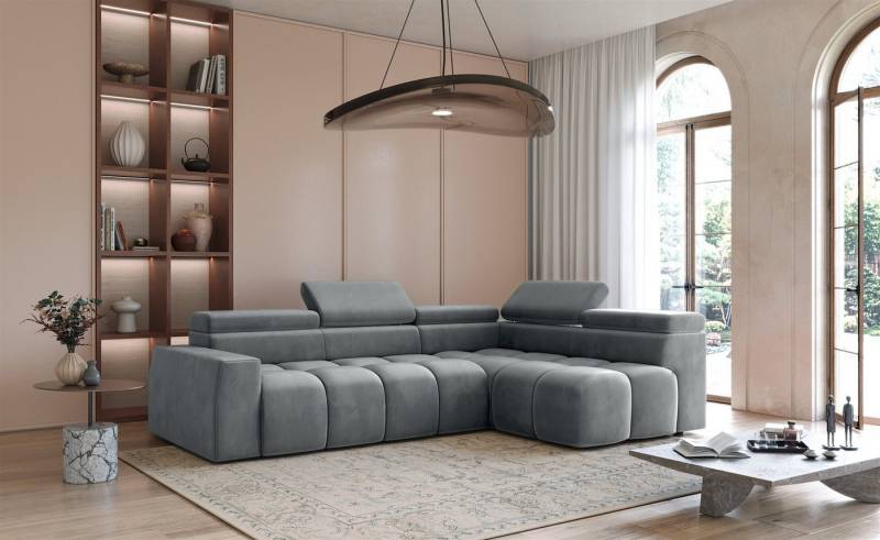 Fun Möbel Ecksofa Sofa Designersofa FUN NUBE in Stoff Salvador, Ottomane Rechts oder Links, Einstellbare Kopfstützen (x5) von Fun Möbel