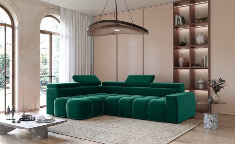 Fun Möbel Ecksofa Sofa Designersofa FUN NUBE in Stoff Salvador, Ottomane Rechts oder Links, Einstellbare Kopfstützen (x5) von Fun Möbel