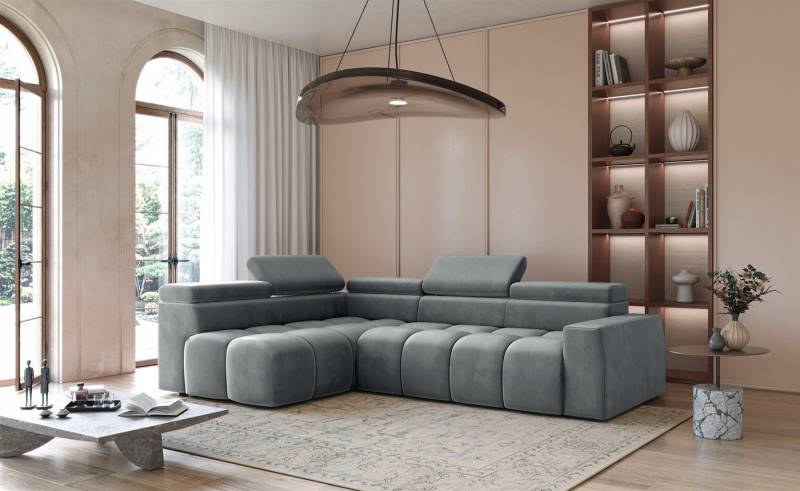 Fun Möbel Ecksofa Sofa Designersofa FUN NUBE in Stoff Salvador, Ottomane Rechts oder Links, Einstellbare Kopfstützen (x5) von Fun Möbel