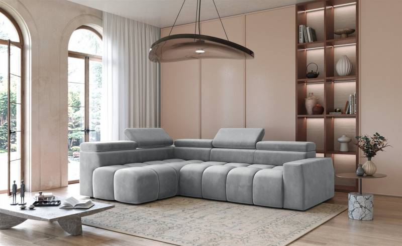 Fun Möbel Ecksofa Sofa Designersofa FUN NUBE in Stoff Salvador, Ottomane Rechts oder Links, Einstellbare Kopfstützen (x5) von Fun Möbel