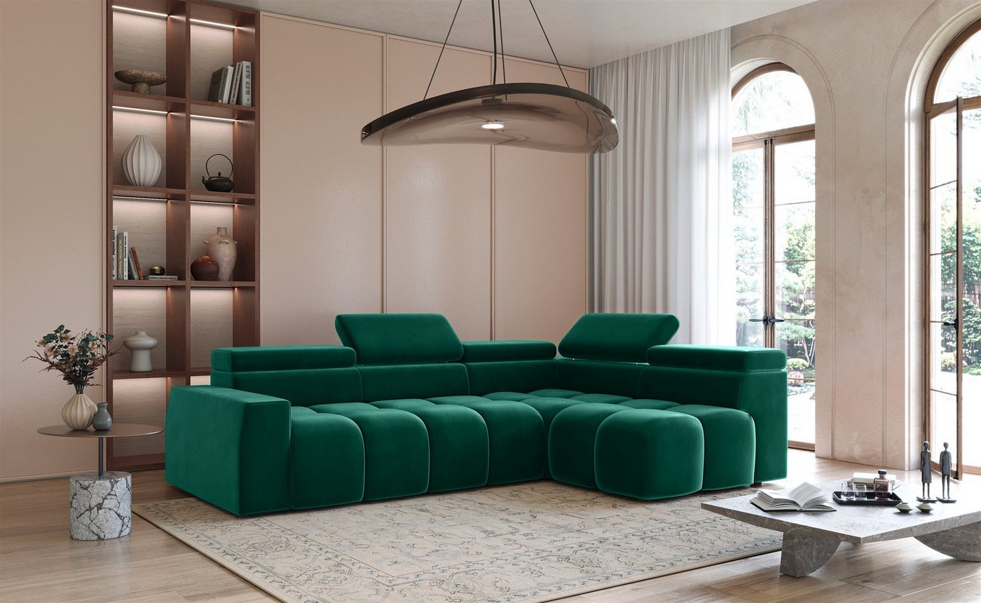 Fun Möbel Ecksofa Sofa Designersofa FUN NUBE in Stoff Salvador, Ottomane Rechts oder Links, Einstellbare Kopfstützen (x5) von Fun Möbel