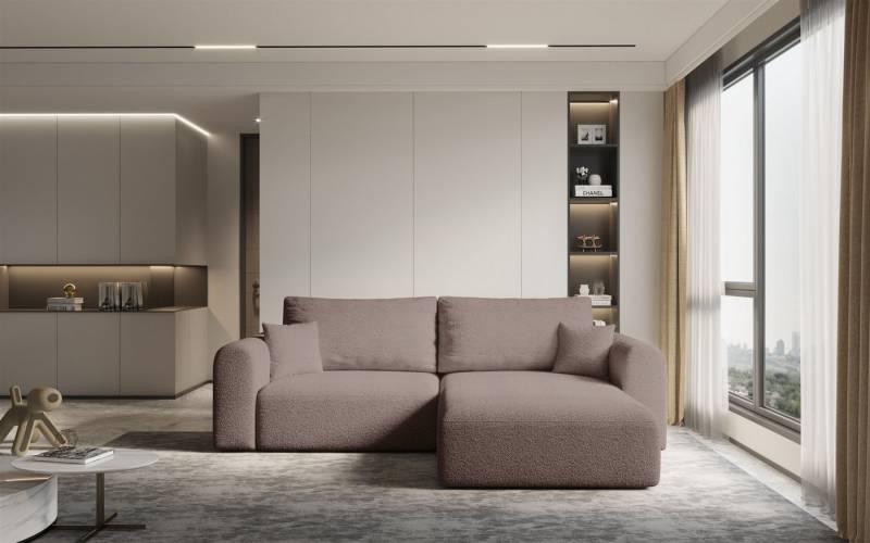 Fun Möbel Ecksofa Sofa FLAVIO in Stoff, inkl. 2 Zierkissen, inkl. Schlaffunktion mit Bettkasten von Fun Möbel