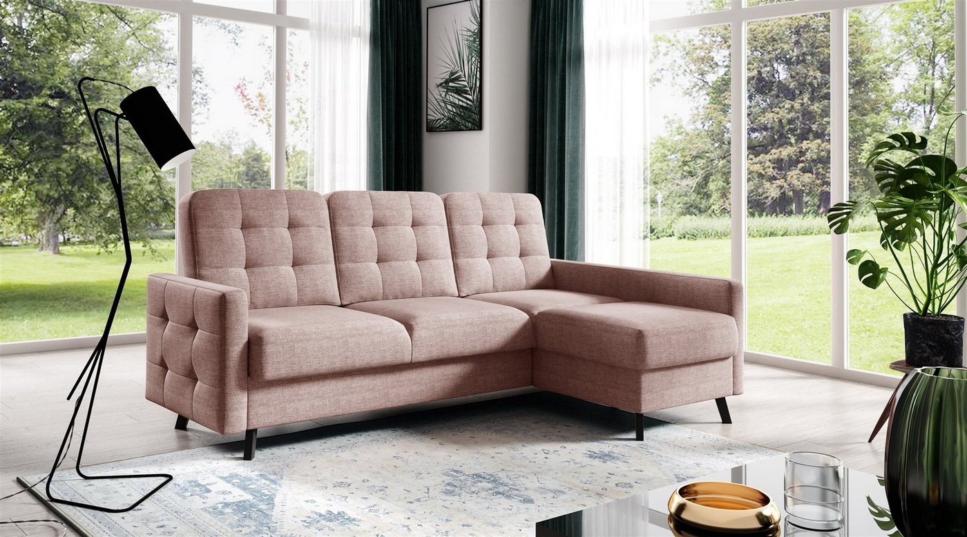 Fun Möbel Ecksofa Sofa GARNET in Stoff Luis, Inkl. 1 x Bettkasten und Schlaffunktion, Rundumbezug von Fun Möbel