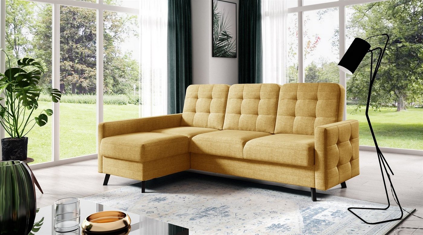 Fun Möbel Ecksofa Sofa GARNET in Stoff Luis, Inkl. 1 x Bettkasten und Schlaffunktion, Rundumbezug von Fun Möbel