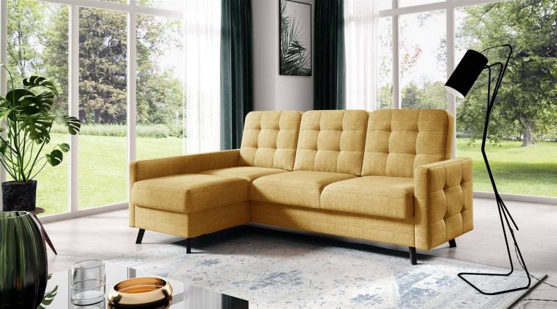 Fun Möbel Ecksofa Sofa GARNET in Stoff Luis, Inkl. 1 x Bettkasten und Schlaffunktion, Rundumbezug von Fun Möbel