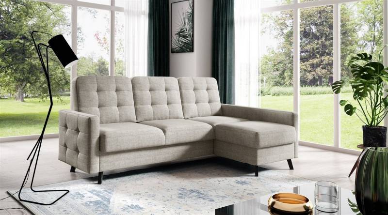 Fun Möbel Ecksofa Sofa GARNET in Stoff Luis, Inkl. 1 x Bettkasten und Schlaffunktion, Rundumbezug von Fun Möbel