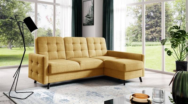 Fun Möbel Ecksofa Sofa GARNET in Stoff Luis, Inkl. 1 x Bettkasten und Schlaffunktion, Rundumbezug von Fun Möbel