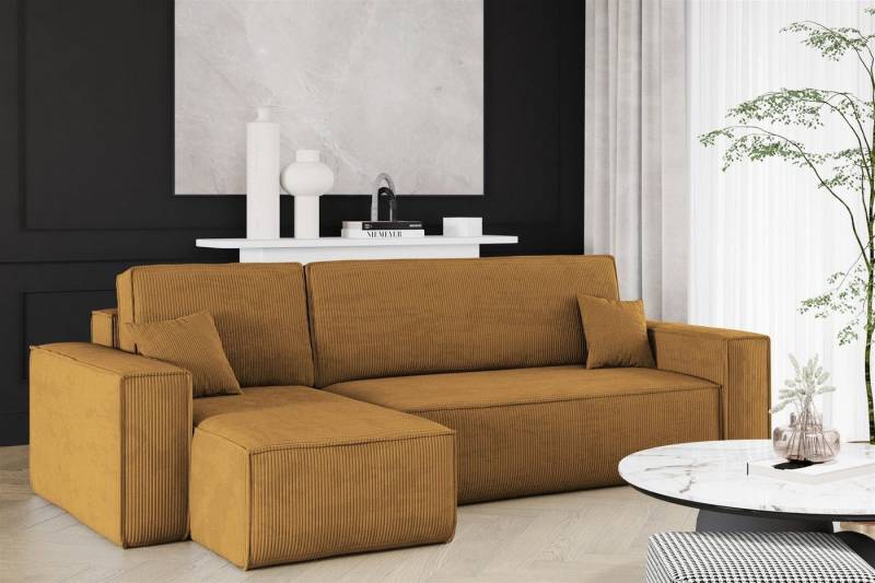 Fun Möbel Ecksofa Sofa MARIS mit Ottomane in Stoff Poso, mit Schlaffunktion, Rundumbezug von Fun Möbel