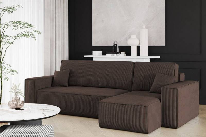 Fun Möbel Ecksofa Sofa MARIS mit Ottomane in Stoff Poso, mit Schlaffunktion, Rundumbezug von Fun Möbel