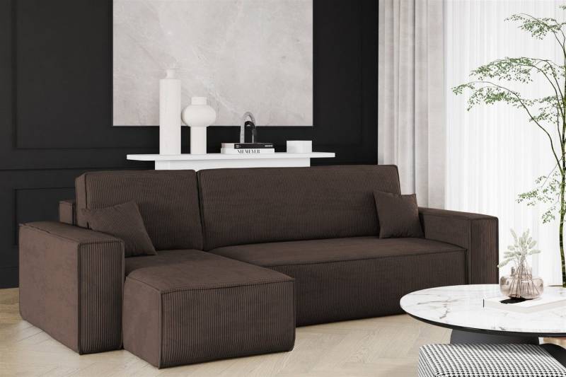Fun Möbel Ecksofa Sofa MARIS mit Ottomane in Stoff Poso, mit Schlaffunktion, Rundumbezug von Fun Möbel