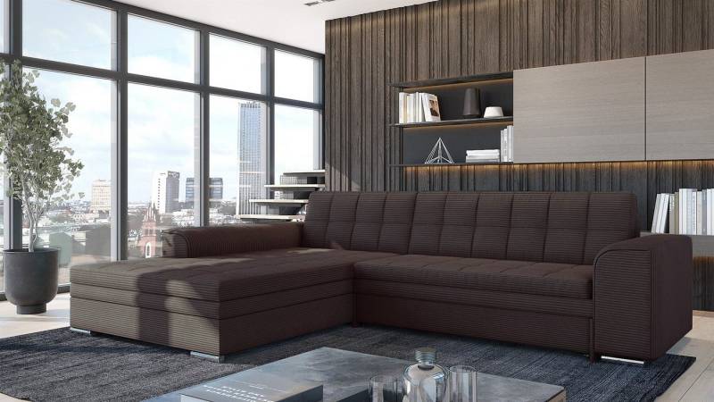 Fun Möbel Ecksofa Sofa SARRA Ottomane Links oder Rechts, in zwei verschiedenen Stoffen, inkl. Schlaffunktion, inkl. 4 Zierkissen Fun Möbel Ecksofa Sofa SARRA Ottomane Links oder Rechts, in zwei verschiedenen Stoffen, inkl. Schlaffunktion, inkl. 4 Zierkissen von Fun Möbel