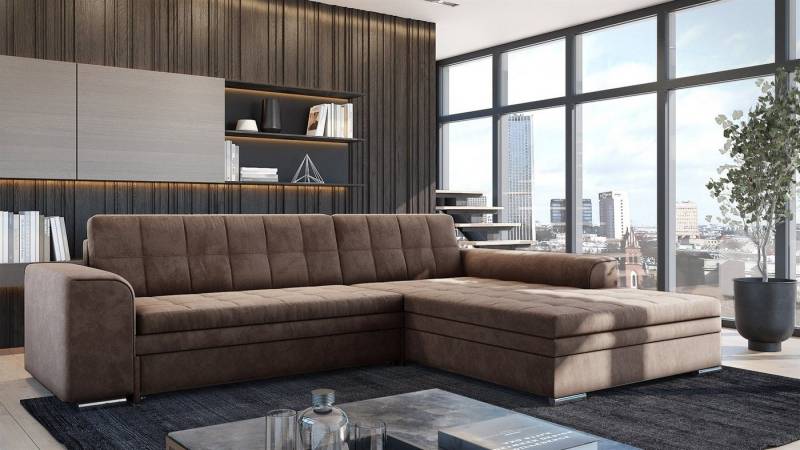 Fun Möbel Ecksofa Sofa SARRA Ottomane Links oder Rechts, in zwei verschiedenen Stoffen, inkl. Schlaffunktion, inkl. 4 Zierkissen Fun Möbel Ecksofa Sofa SARRA Ottomane Links oder Rechts, in zwei verschiedenen Stoffen, inkl. Schlaffunktion, inkl. 4 Zierkissen von Fun Möbel