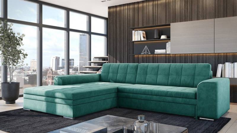 Fun Möbel Ecksofa Sofa SARRA Ottomane Links oder Rechts, in zwei verschiedenen Stoffen, inkl. Schlaffunktion, inkl. 4 Zierkissen Fun Möbel Ecksofa Sofa SARRA Ottomane Links oder Rechts, in zwei verschiedenen Stoffen, inkl. Schlaffunktion, inkl. 4 Zierkissen von Fun Möbel