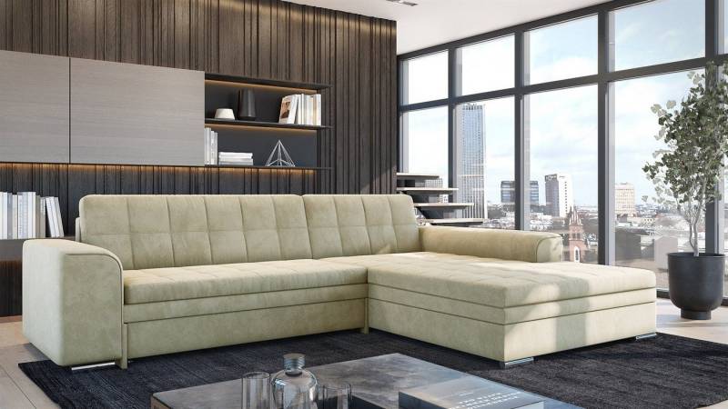 Fun Möbel Ecksofa Sofa SARRA Ottomane Links oder Rechts, in zwei verschiedenen Stoffen, inkl. Schlaffunktion, inkl. 4 Zierkissen Fun Möbel Ecksofa Sofa SARRA Ottomane Links oder Rechts, in zwei verschiedenen Stoffen, inkl. Schlaffunktion, inkl. 4 Zierkissen von Fun Möbel