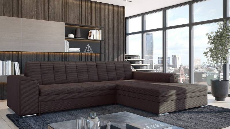 Fun Möbel Ecksofa Sofa SARRA Ottomane Links oder Rechts, in zwei verschiedenen Stoffen, inkl. Schlaffunktion, inkl. 4 Zierkissen Fun Möbel Ecksofa Sofa SARRA Ottomane Links oder Rechts, in zwei verschiedenen Stoffen, inkl. Schlaffunktion, inkl. 4 Zierkissen von Fun Möbel