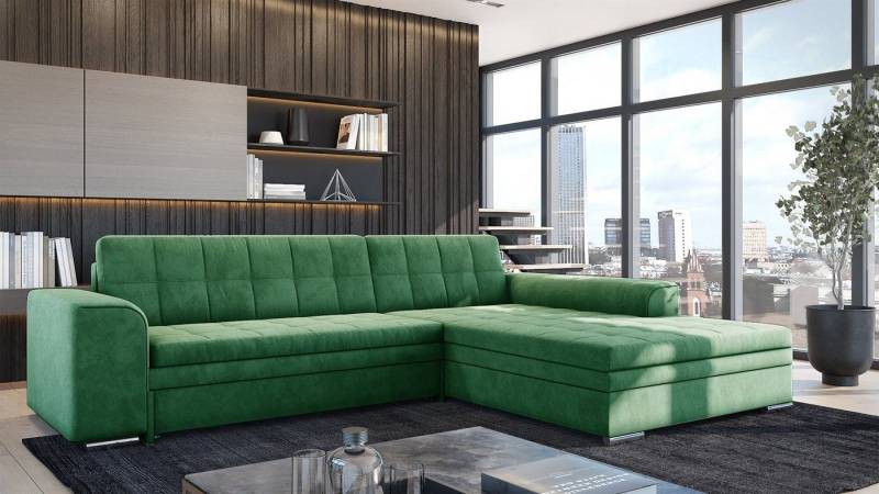 Fun Möbel Ecksofa Sofa SARRA Ottomane Links oder Rechts, in zwei verschiedenen Stoffen, inkl. Schlaffunktion von Fun Möbel