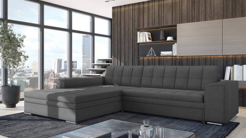 Fun Möbel Ecksofa Sofa SARRA Ottomane Links oder Rechts, in zwei verschiedenen Stoffen, inkl. Schlaffunktion von Fun Möbel