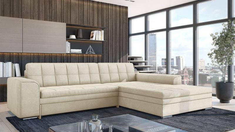 Fun Möbel Ecksofa Sofa SARRA Ottomane Links oder Rechts, in zwei verschiedenen Stoffen, inkl. Schlaffunktion von Fun Möbel