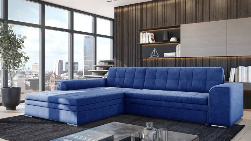 Fun Möbel Ecksofa Sofa SARRA Ottomane Links oder Rechts, in zwei verschiedenen Stoffen, inkl. Schlaffunktion von Fun Möbel