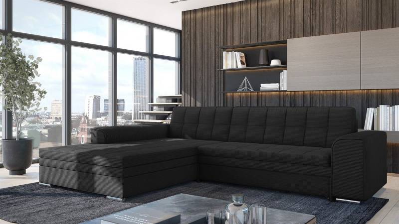 Fun Möbel Ecksofa Sofa SARRA Ottomane Links oder Rechts, in zwei verschiedenen Stoffen, inkl. Schlaffunktion von Fun Möbel