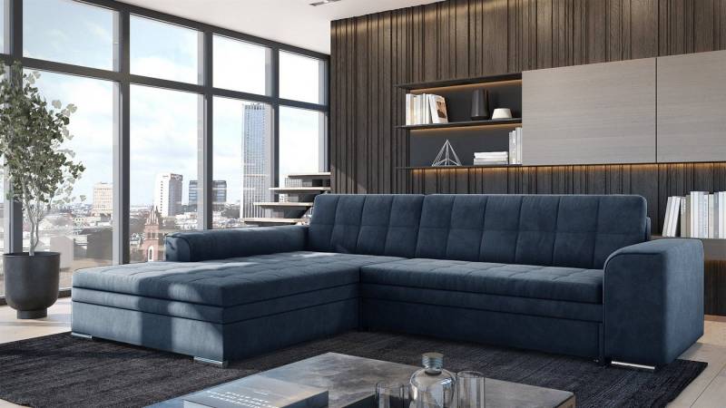 Fun Möbel Ecksofa Sofa SARRA Ottomane Links oder Rechts, in zwei verschiedenen Stoffen, inkl. Schlaffunktion von Fun Möbel