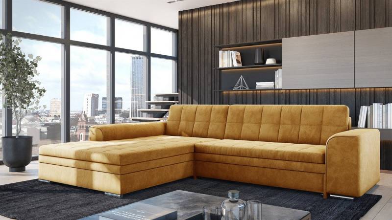 Fun Möbel Ecksofa Sofa SARRA Ottomane Links oder Rechts, in zwei verschiedenen Stoffen, inkl. Schlaffunktion von Fun Möbel