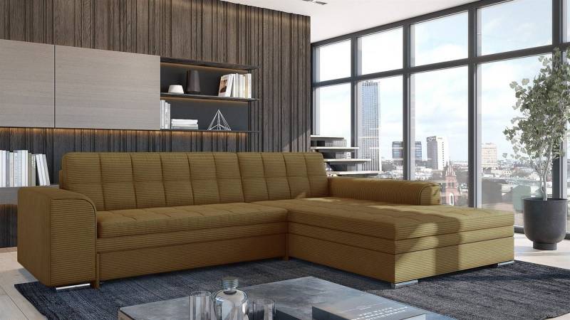 Fun Möbel Ecksofa Sofa SARRA Ottomane Links oder Rechts, in zwei verschiedenen Stoffen, inkl. Schlaffunktion von Fun Möbel