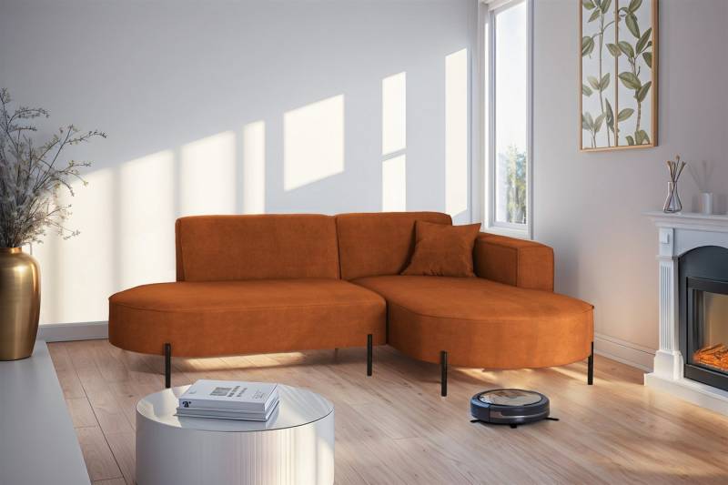 Fun Möbel Ecksofa Sofa VALENCIA XS in Stoff Noel, Ottomane Links oder Rechts, für Saugroboter geeignet von Fun Möbel