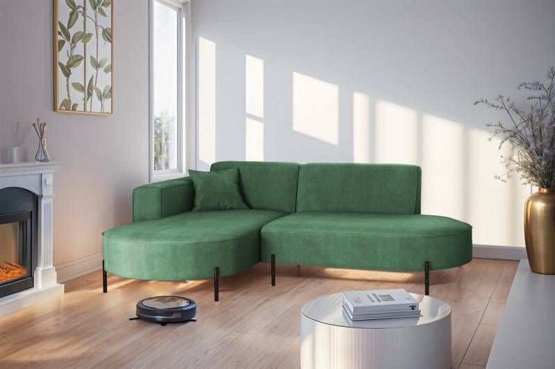Fun Möbel Ecksofa Sofa VALENCIA XS in Stoff Noel, Ottomane Links oder Rechts, für Saugroboter geeignet von Fun Möbel