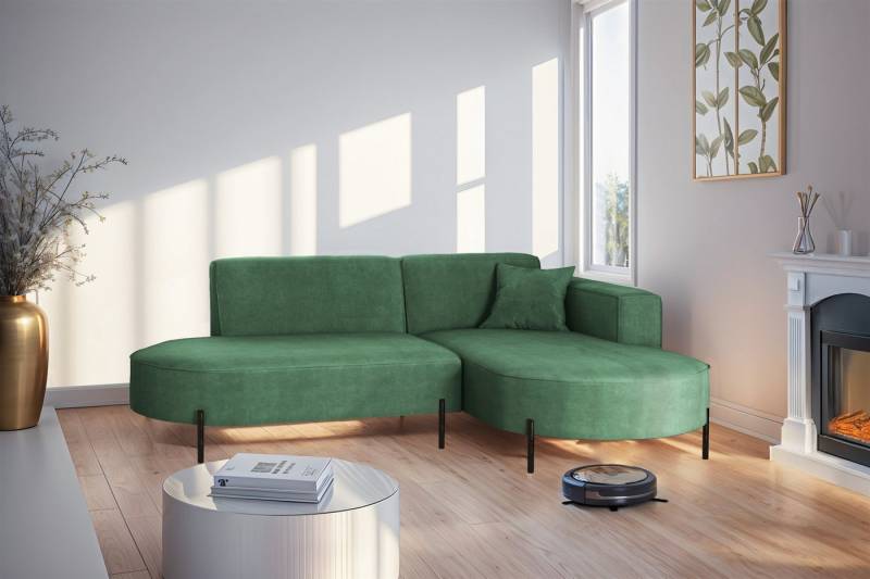 Fun Möbel Ecksofa Sofa VALENCIA XS in Stoff Noel, Ottomane Links oder Rechts, für Saugroboter geeignet von Fun Möbel