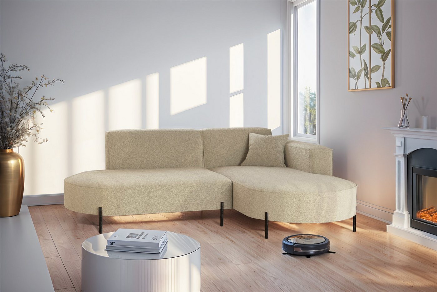 Fun Möbel Ecksofa Sofa VALENCIA XS in Stoff Quelle, Ottomane Links oder Rechts, für Saugroboter geeignet Fun Möbel Ecksofa Sofa VALENCIA XS in Stoff Quelle, Ottomane Links oder Rechts, für Saugroboter geeignet von Fun Möbel