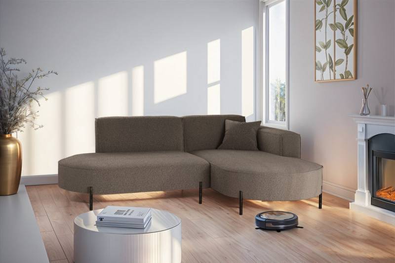 Fun Möbel Ecksofa Sofa VALENCIA XS in Stoff Quelle, Ottomane Links oder Rechts, für Saugroboter geeignet von Fun Möbel
