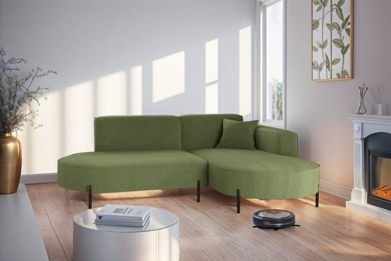 Fun Möbel Ecksofa Sofa VALENCIA XS in Stoff Quelle, Ottomane Links oder Rechts, für Saugroboter geeignet von Fun Möbel