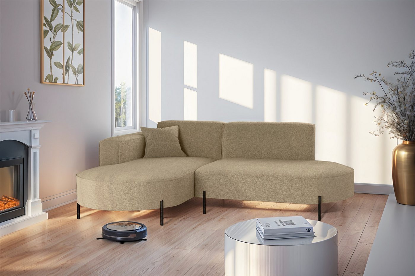 Fun Möbel Ecksofa Sofa VALENCIA XS in Stoff Quelle, Ottomane Links oder Rechts, für Saugroboter geeignet Fun Möbel Ecksofa Sofa VALENCIA XS in Stoff Quelle, Ottomane Links oder Rechts, für Saugroboter geeignet von Fun Möbel