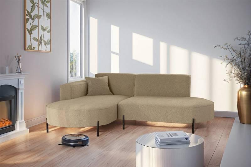 Fun Möbel Ecksofa Sofa VALENCIA XS in Stoff Quelle, Ottomane Links oder Rechts, für Saugroboter geeignet von Fun Möbel