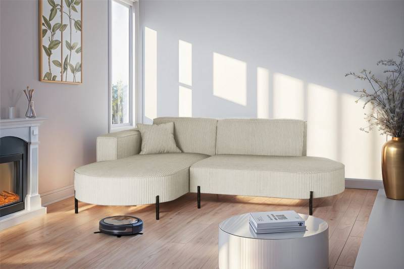 Fun Möbel Ecksofa Sofa VALENCIA XS in Stoff Scala, Ottomane Links oder Rechts, für Saugroboter geeignet von Fun Möbel
